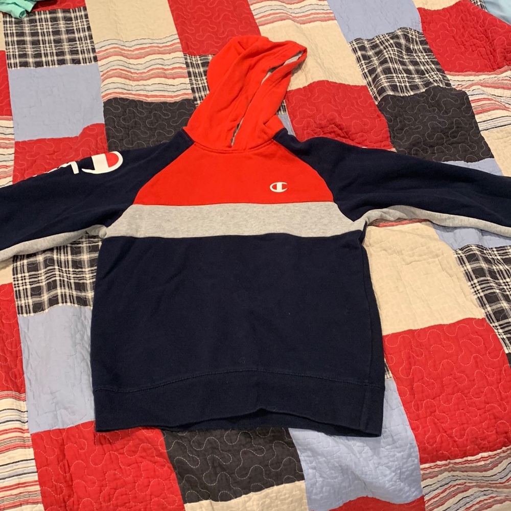 red grey and navy blue hoodie